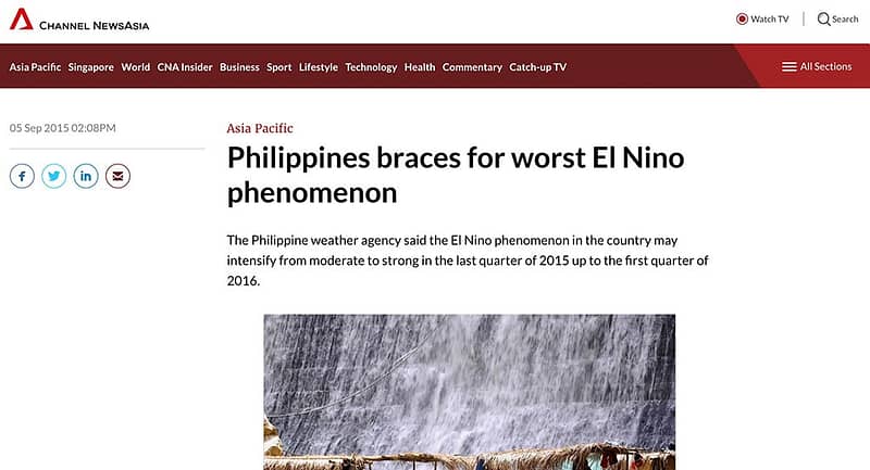 The philippines is subject to a massive el nino event