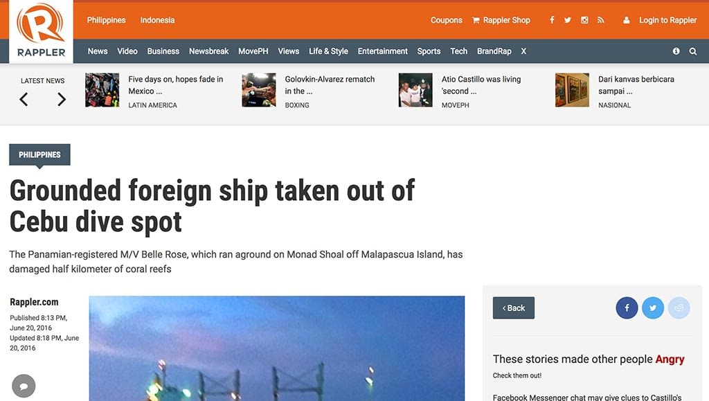 Grounded foreign ship taken out of Cebu dive spot